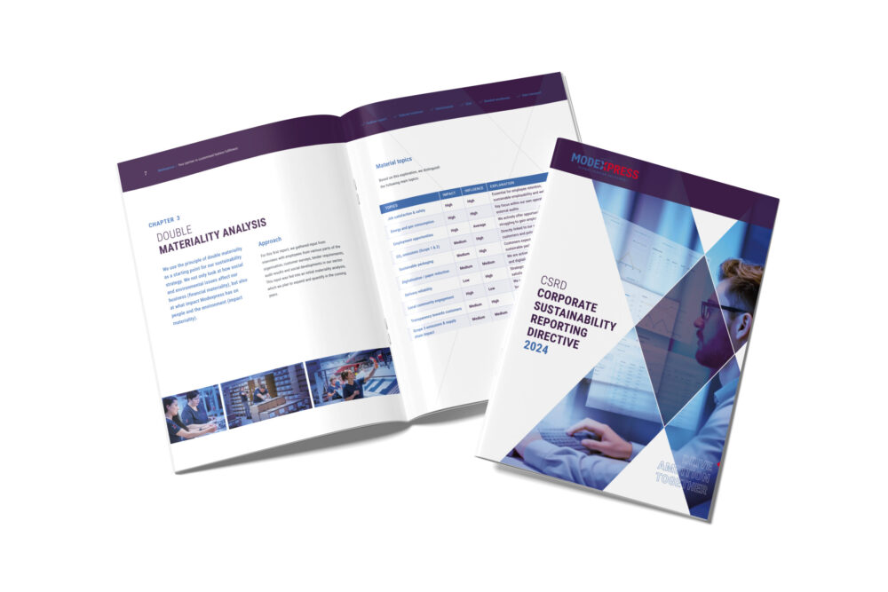 Modexpress CSRD-rapportage mockup-en